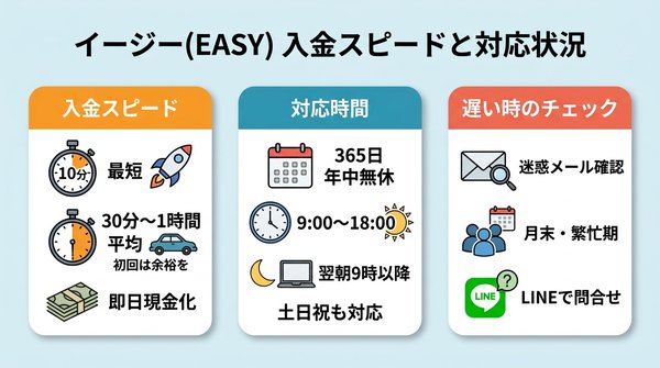 イージー（EASY）の入金スピードと対応状況