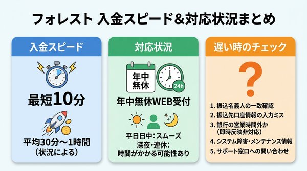 フォレストの振込スピードと休日の対応状況